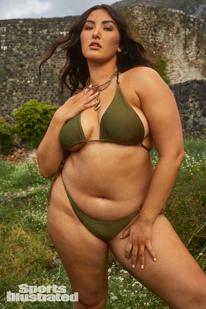 Yumi Nu was photographed by James Macari in Montenegro. Swimsuit by Ola Vida. Necklace by Michelle Ross.